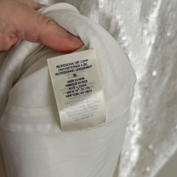 NWT Alice + Olivia Valli Cut Out Cami Dress - White Sequins | Size 4 - Picture 11 of 11